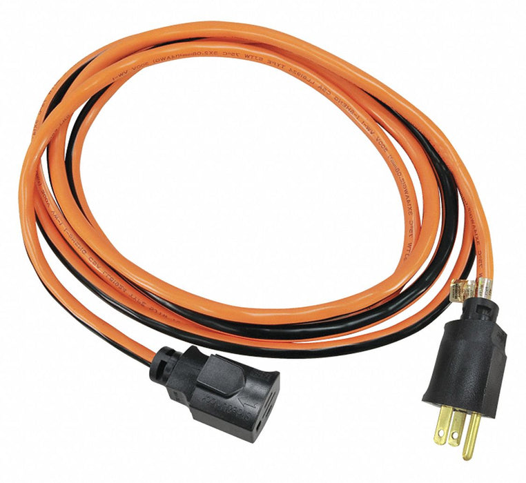 Ext.Cord 10ft Blk/Org 14AWG Round