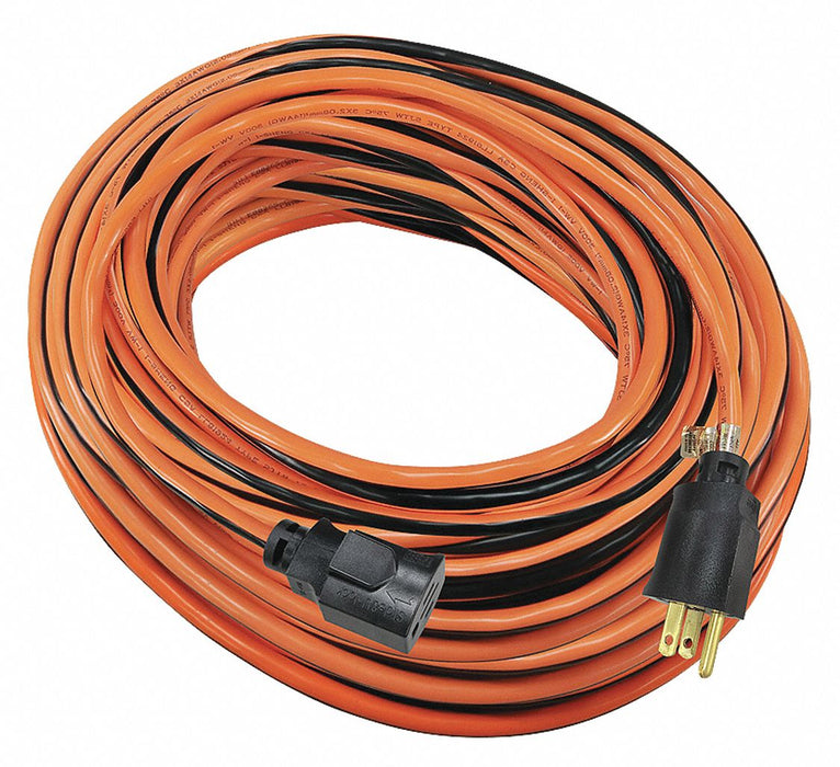 Ext.Cord 100ft Blk/Org 14AWG Round