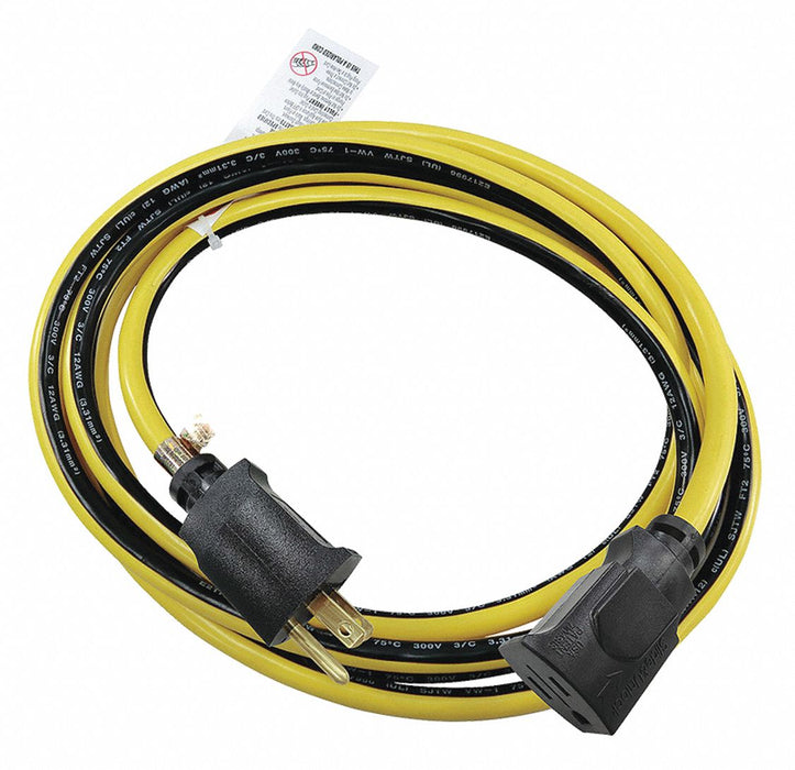 Ext.Cord 10ft Blk/Ylw 12AWG Round
