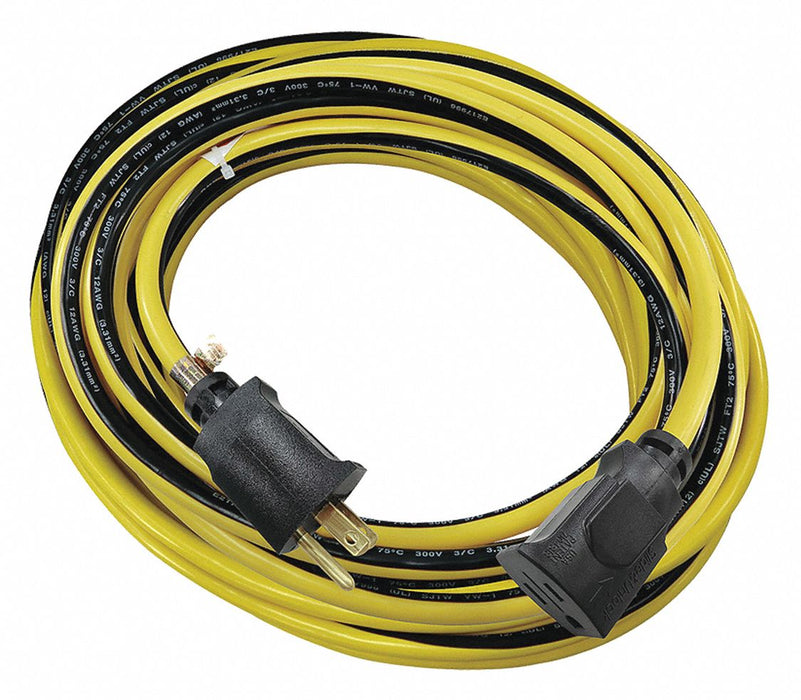 Ext.Cord 25ft Blk/Ylw 12AWG Round