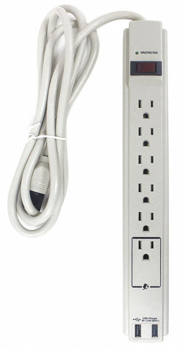 Surge Protector Outlet Strip 6 ft White
