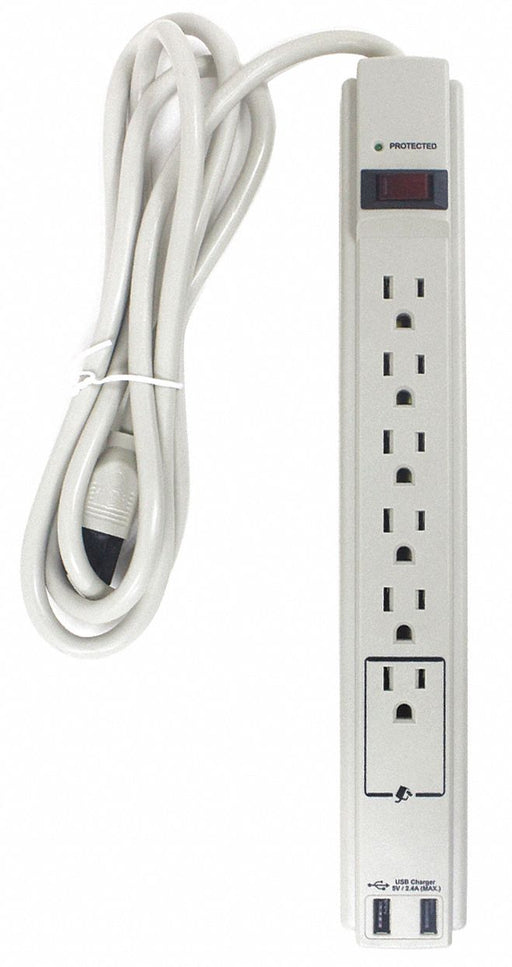 Surge Protector Outlet Strip 6 ft White