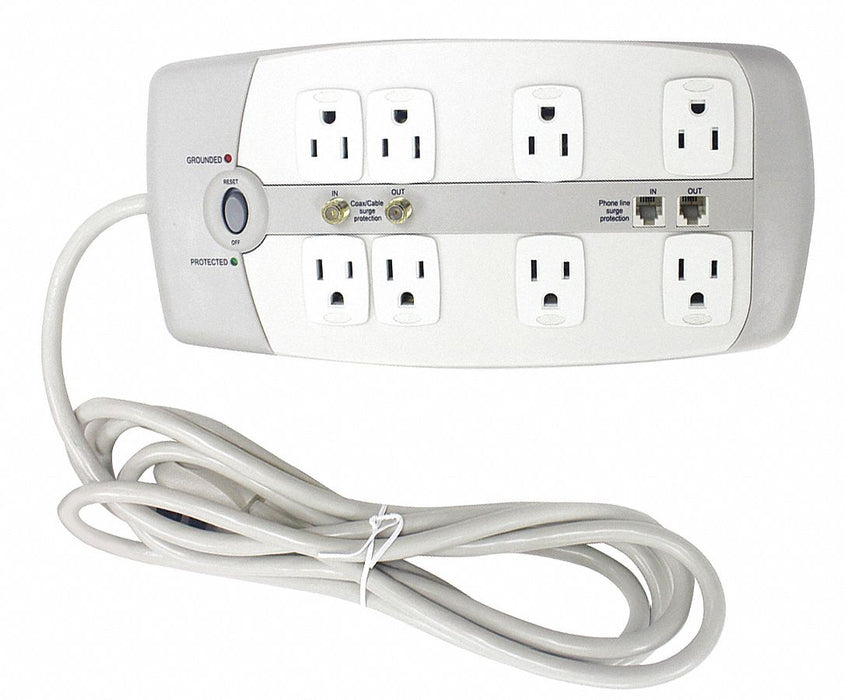 Surge Protector Outlet Strip White
