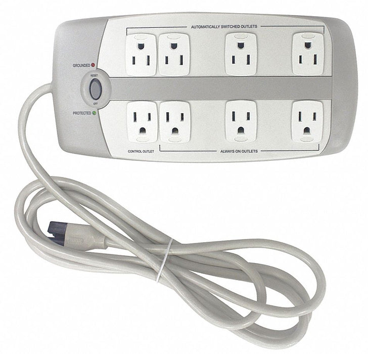 Surge Protector Outlet Strip 8 ft Gray