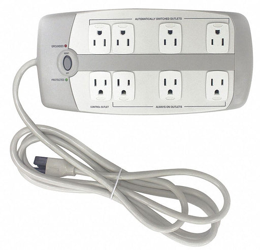 Outlet Strip Gray 10-1/2 in 8 Outlets