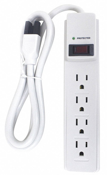 Outlet Strip White 8-1/4 in 4 Outlets