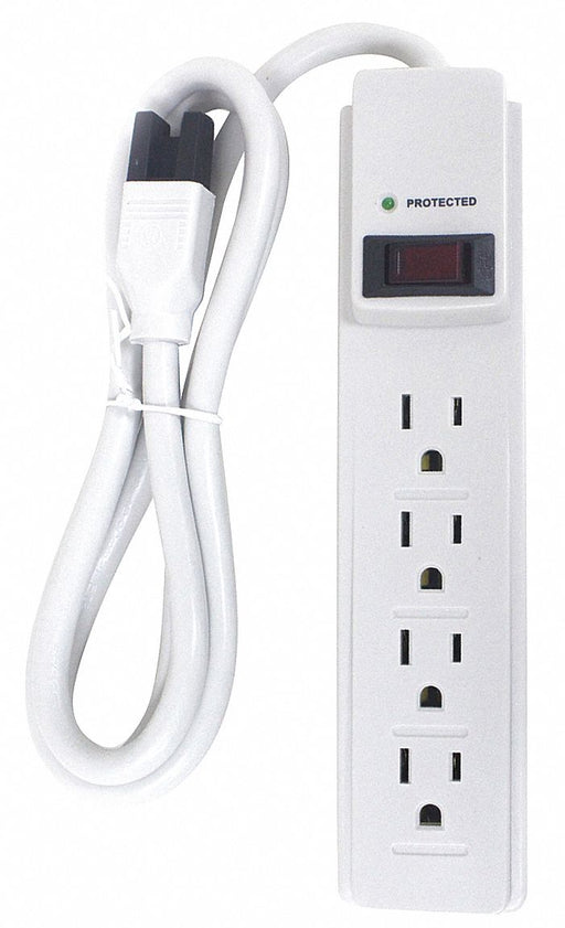 Outlet Strip White 8-1/4 in 4 Outlets