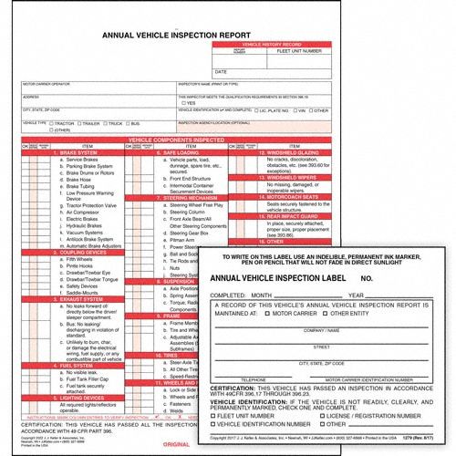 Annual Vehicle Inspection Report/Label