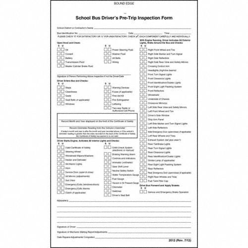 IL School Bus Driver Inspection Form
