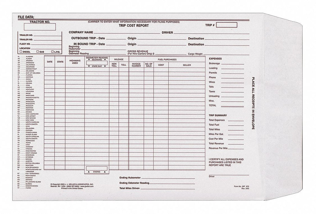 Vehicle Maintenance File Folder