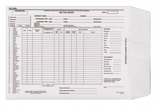 Vehicle Maintenance File Folder