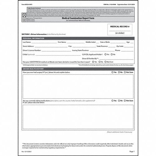 Medical Examination Report English