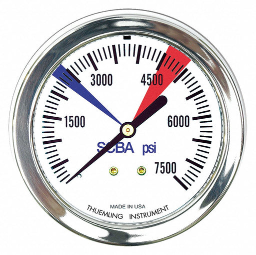 Pressure Gauge 0 to 7500 psi 2-1/2 Dial