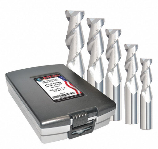 End Mill Set 5 pc Corner Radius Carbide