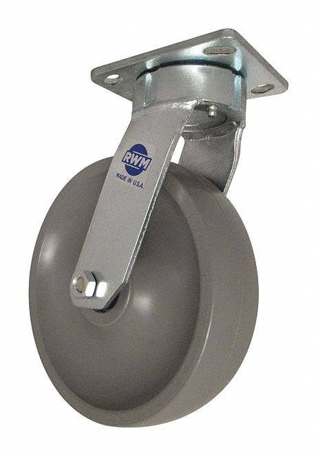 Plate Caster Swivel Elastomer 7 1/2 H