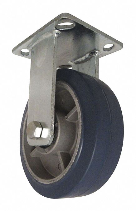 Plate Caster Rigid Rubber 6 1/2 H
