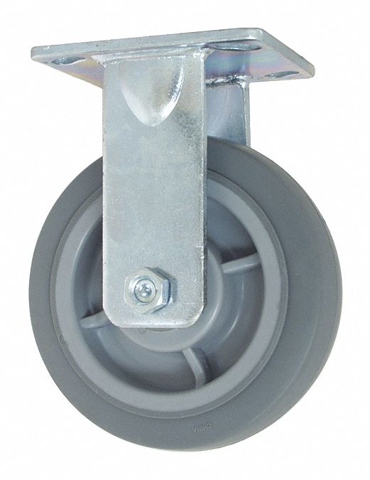 Plate Caster Rigid Rubber 7 1/2 H