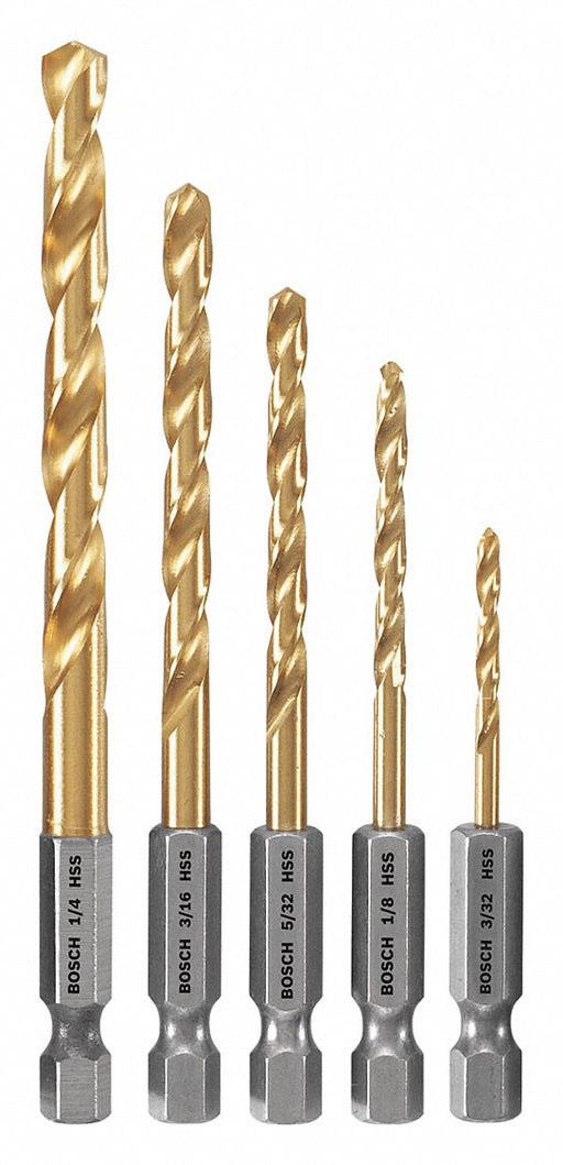 Hex Shank Drill Set 5pc Carbon Steel