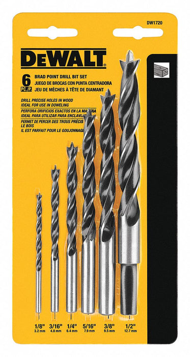 Brad Point Bit Set 1/8 to 1/2 6 pc.