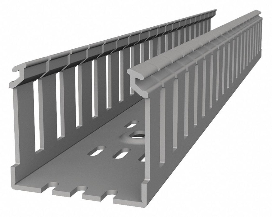 Wiring Duct Wide Slot Wall Gray 6 ft L