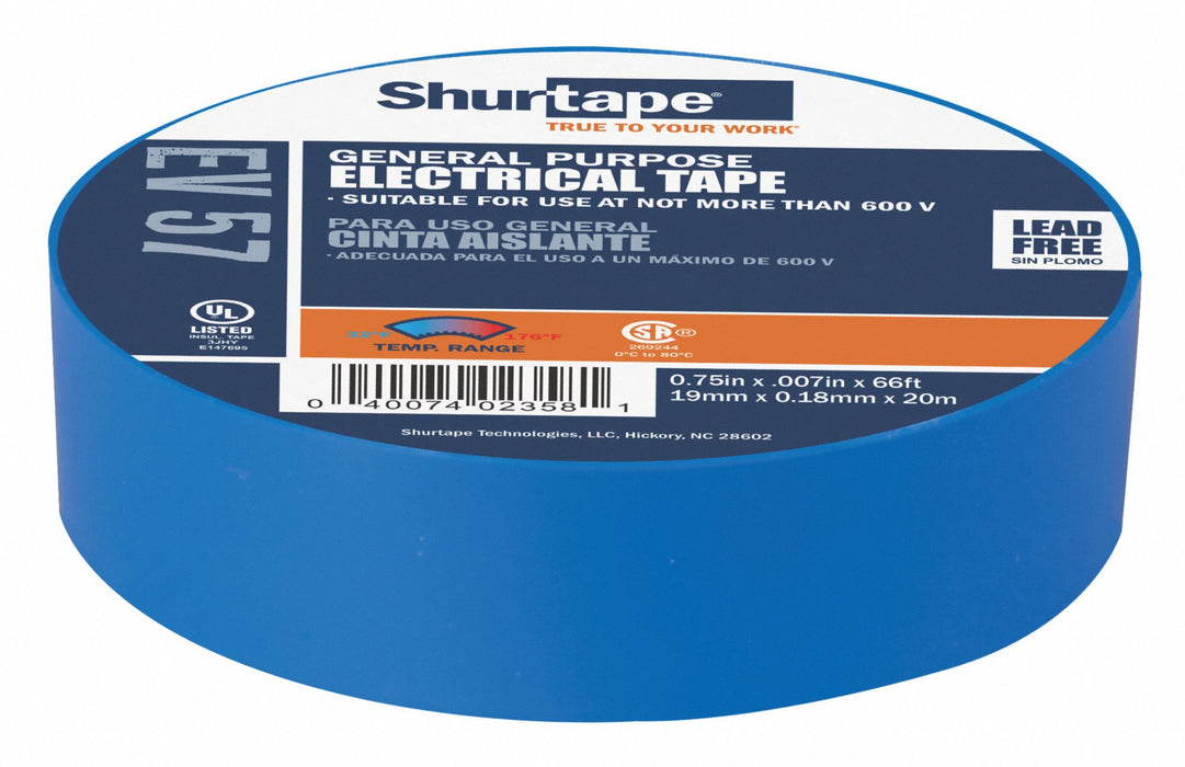 Electrical Tape Blue 22 yd L 3/4 in W
