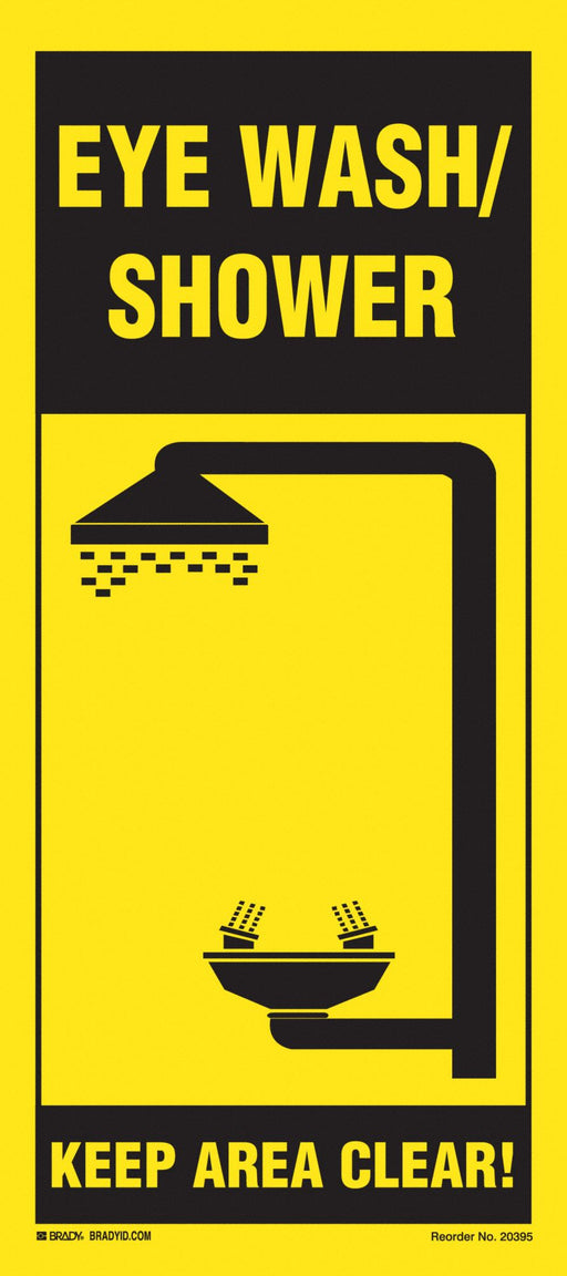 Sign Safety Shower Bk/Yel Plstc Eng Surf