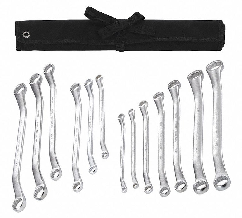 Box End Wrench Set Satin Stndrd SAE/Mtrc