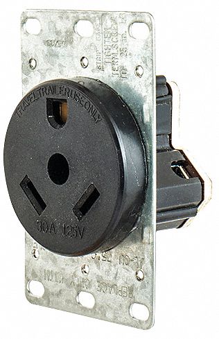 Receptacle Black 30 A 2P3W Side 1PK