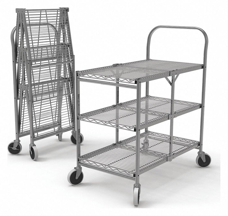 Wire Cart Silver 39-1/2 H 19-1/2 L