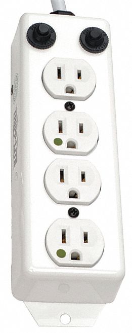 Outlet Strip 4 Outlet 15A 6-5/16 L Wht
