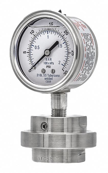 K4231 PressureGaugewithDiaphragmSeal 30psi 1PK