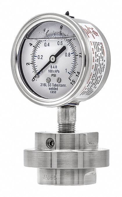 PressureGaugewithDiaphragmSeal 15psi 1PK