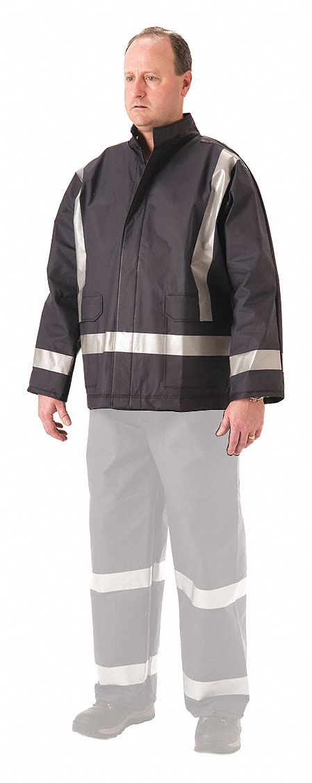 Flame Resistant Rain Jacket PU XL Blue
