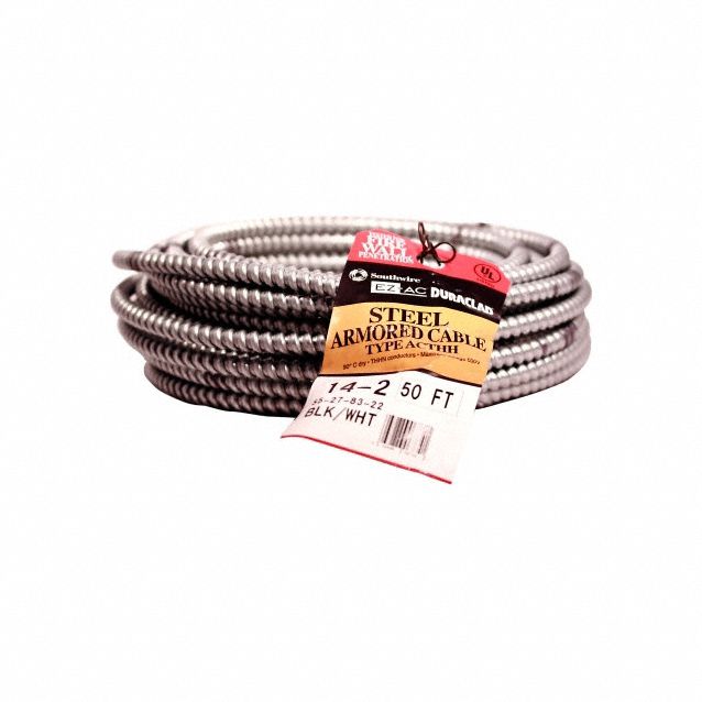N0575 MetalCladCable 14AWG GalvSteel 50ft