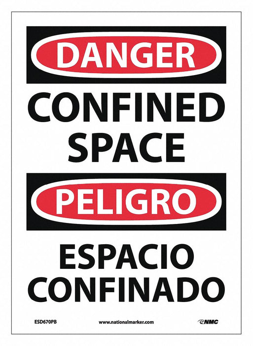 Danger Confined Space Sign Bilingual