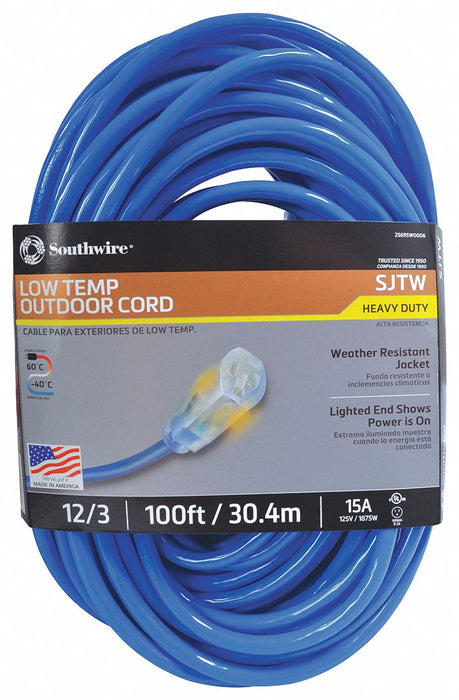 Extension Cord 12 AWG 125VAC 100 ft L