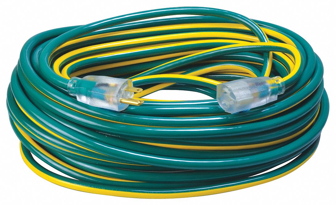 Ext.Cord 100ft Grn/Ylw 12AWG Round