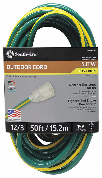 Extension Cord 12 AWG 125VAC 50 ft L