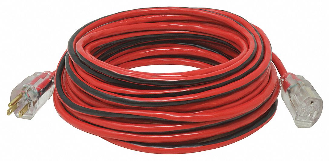 Ext.Cord 100ft Blk/Rd 14AWG Round