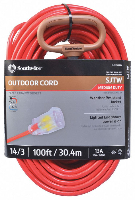 Extension Cord 14 AWG 125VAC 100 ft L