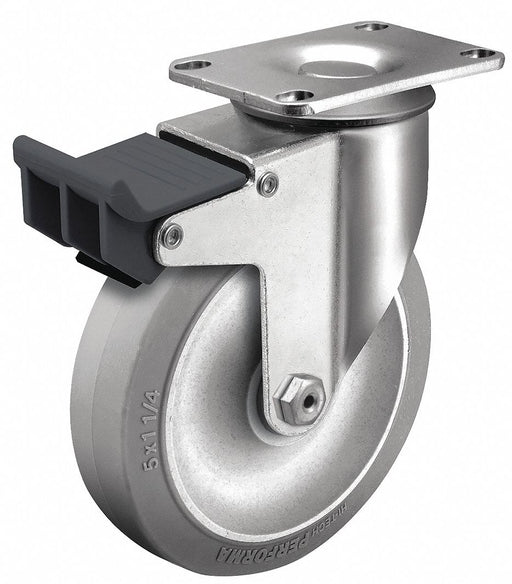 Plate Caster Swivel Rubber 6 3/16 H