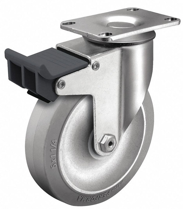 Plate Caster Swivel Rubber 6 3/16 H