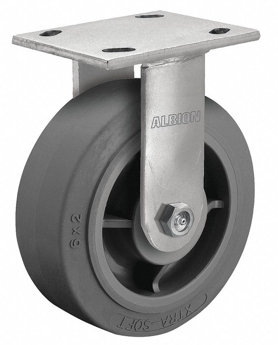 Plate Caster Rigid Rubber 6 1/2 H