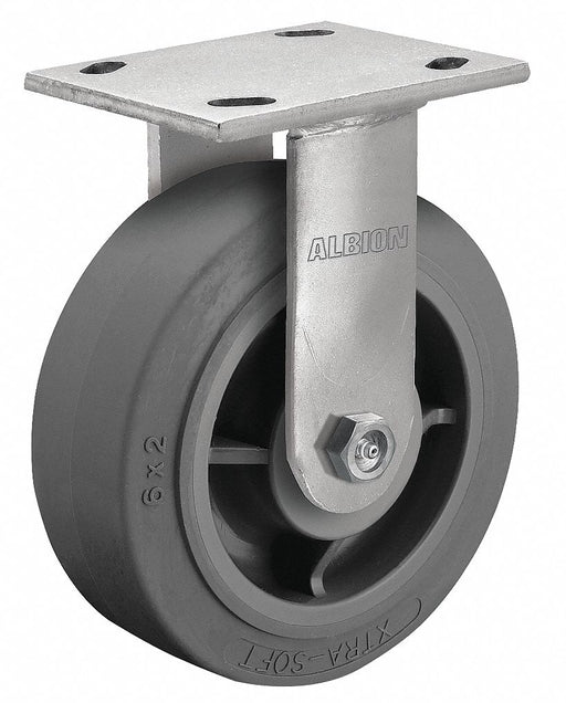 Plate Caster Rigid Rubber 7 1/2 H