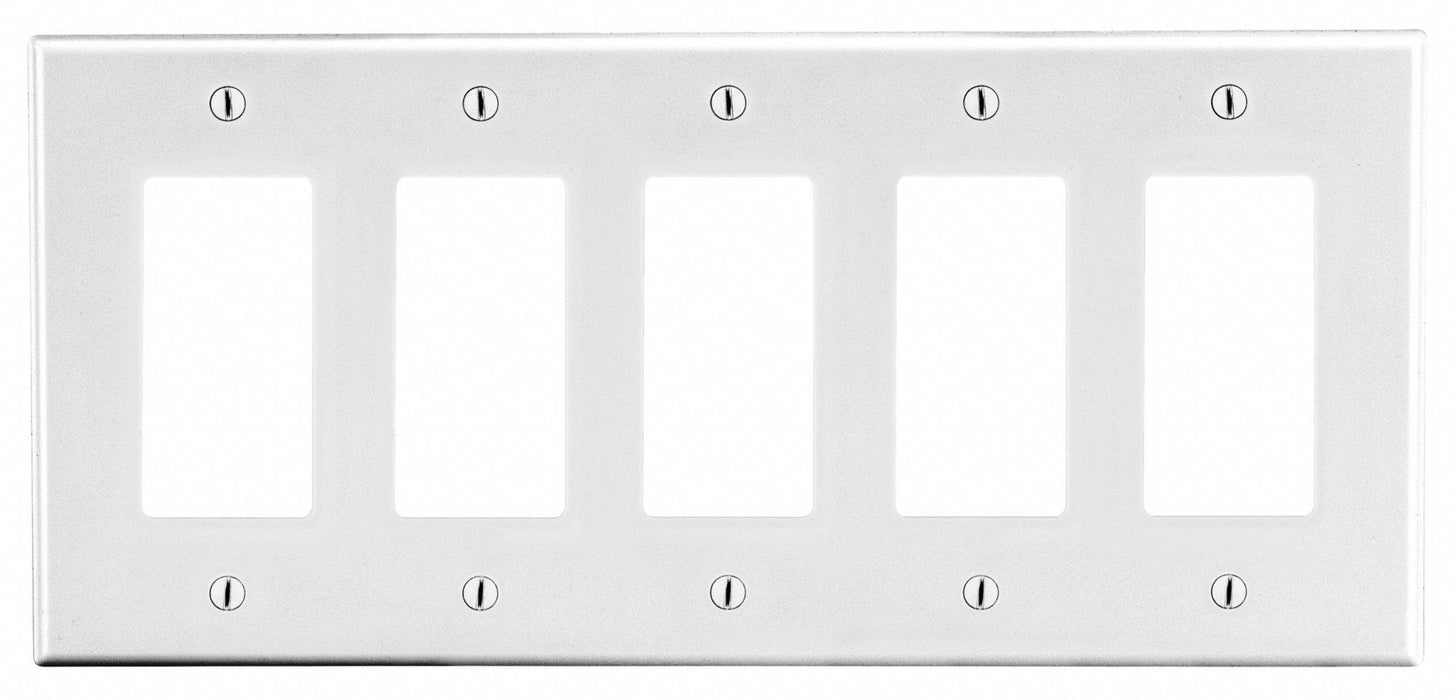 Rocker Wall Plate Stnd Wht 5Gng Smth Stn