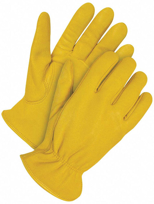 PR Leather Gloves Shirred Slip-On Cuff M