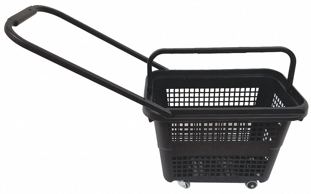 Rolling Hand Basket PP Black 14 11/64 in