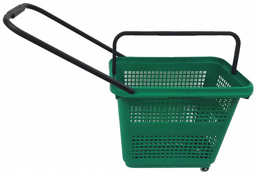 Rolling Hand Basket PP Green 18 1/2 in