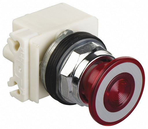 Mushroom Head Push Button Red LED 30mm