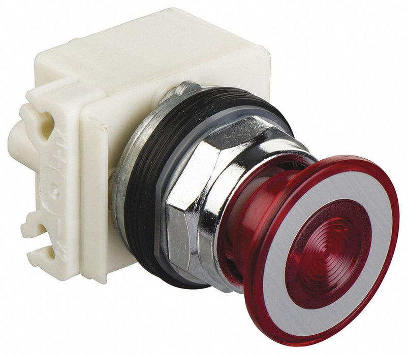 Mushroom Head Push Button Red LED 30mm